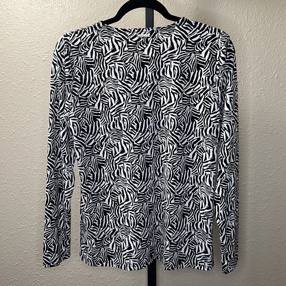 Michael Michael Kors Womens Printed Twist Keyhole stretchy top LG & SM BLK/WHT - Picture 9 of 9